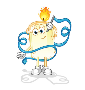 candle Rhythmic Gymnastics mascot. cartoon vector