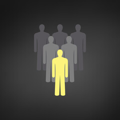 Illustration of crowd of people icon silhouettes vector. Social icon. Flat style design. User group network. Stock Vector illustration isolated on black background.