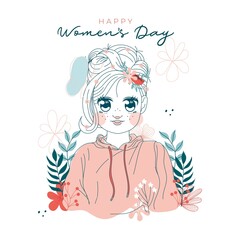 International women's day illustration with profile of woman