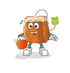 tea bag dribble basketball character. cartoon mascot vector