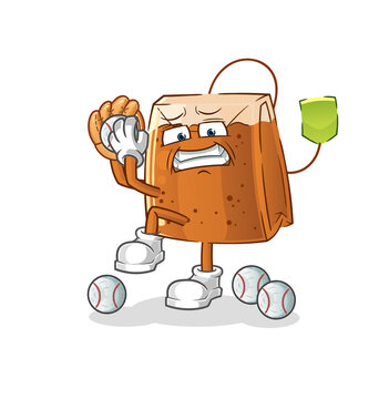 tea bag baseball pitcher cartoon. cartoon mascot vector