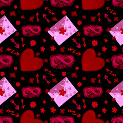 Seamless pattern with hearts for Valentine's Day