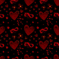 seamless pattern with red hearts