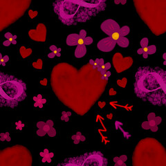 Seamless pattern with hearts for Valentine's Day
