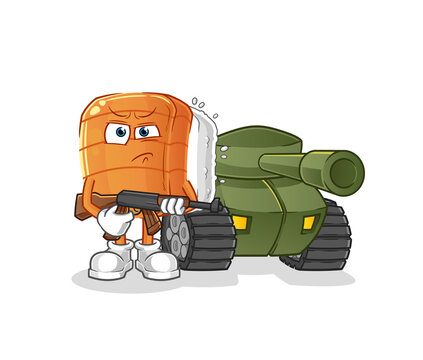 recommend clip art: sushi soldier with tank character. cartoon mascot vector