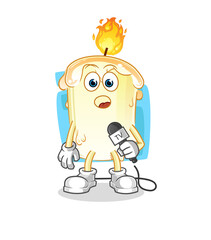 candle tv reporter cartoon. cartoon mascot vector