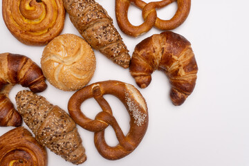 Lots of breads on white table