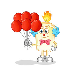 candle clown with balloons vector. cartoon character