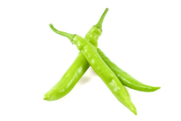 Isolated Thai green bell pepper on white background, Thai bell pepper species.