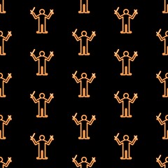 choice seamless pattern, bright vector illustration on black background.