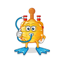wooden honey dipper diver cartoon. cartoon mascot vector