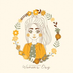 International women's day illustration with profile of woman