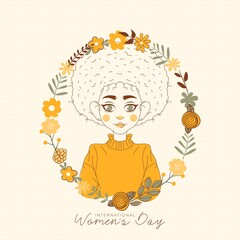 International women's day illustration with profile of woman