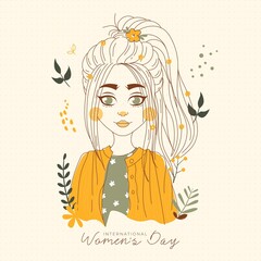 International women's day illustration with profile of woman