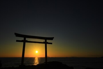 白浜海岸の朝日