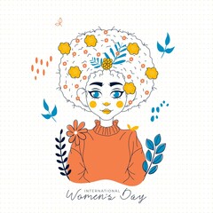 International women's day illustration with profile of woman