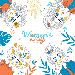 International women's day illustration with profile of woman