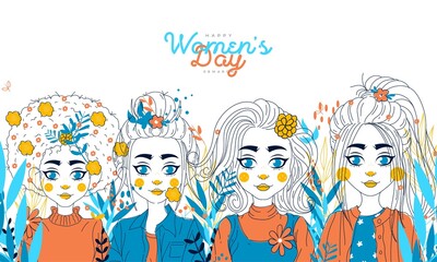 Fototapeta na wymiar International women's day illustration with profile of woman