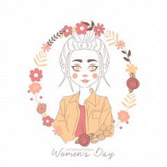 International women's day illustration with profile of woman