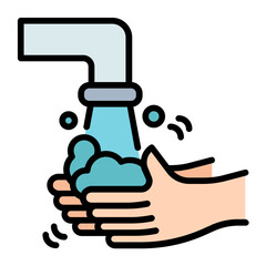 hand washing Color line icon