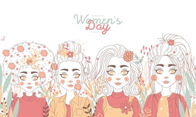 International women's day illustration with profile of woman