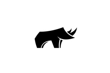 creative black rhinoceros logo design vector symbol illustration