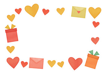 バレンタインの水彩風イラストフレーム