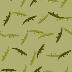 Cute crocodiles seamless pattern.Funny animals background.