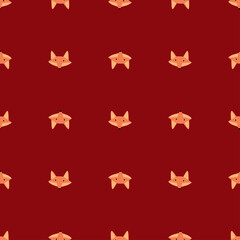 Fox pattern seamless in freehand style. Head animals on colorful background. Vector illustration for textile.