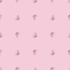 Butterfly pattern seamless in freehand style. Cute insect which fly in a meadow on colorful background. Vector illustration for textile.