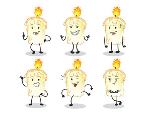 candle happy set character. cartoon mascot vector