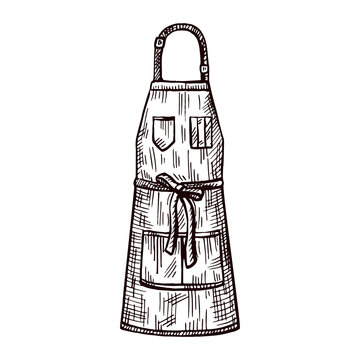 Apron isolated. Waiter inventory for restaurant or cafe in hand drawn style.