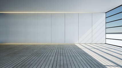 Fototapeta premium house with big glass window and wooden floor