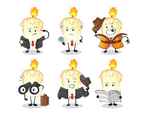 Obraz premium candle detective group character. cartoon mascot vector