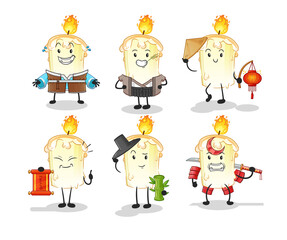 candle asian culture set . cartoon mascot vector