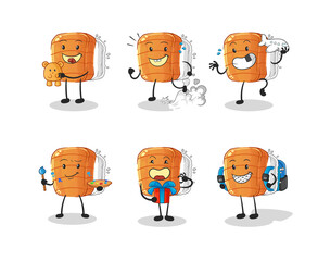 sushi children group character. cartoon mascot vector