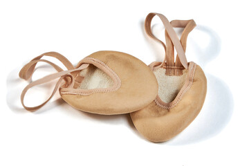 Shoes for rhythmic gymnastics or ballet, semi-lyrical nude-colored shoes