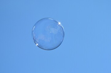 Fototapeta na wymiar soap bubbles on blue sky