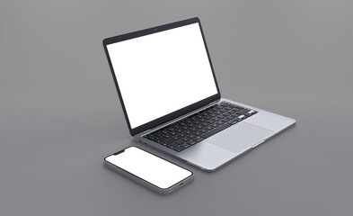Laptop phone mockup design template