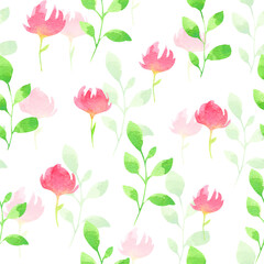 Botanical Flower pink transperent Pattern, Seamless Digital Design,Watercolor Textile Allover Abstract Design.With Background