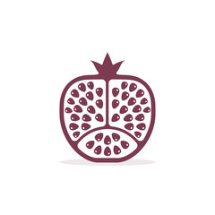 Pomegranate vector icon isolated on white background. Cut Pomegranate sign