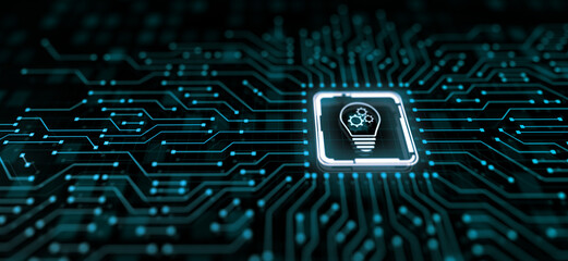 Business Innovation technology concept. Virtual button on screen.