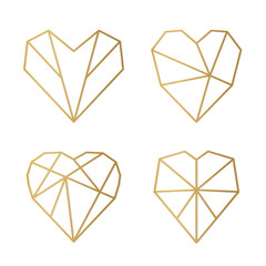set of golden triangle hearts - vector illustration