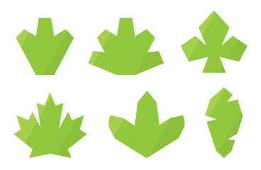 green geometrical leaves set- vector illustration