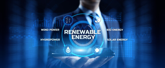 Fototapeta na wymiar Renewable green energy eco saving technology concept.