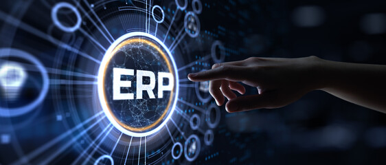ERP Enterprise resources planning business finance technology concept.