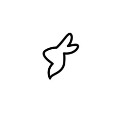 Vector icon with cartoon bunny head. Black rabbit isolated on white.