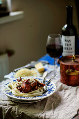 Rabbit rague with pasta..style rustic