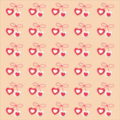 Pattern on the festivity of baba marta, pattern of white and red hearts