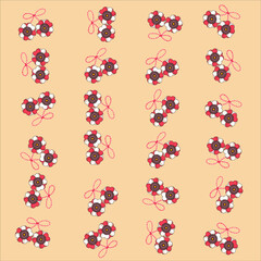 Fototapeta na wymiar Pattern on the holiday of baba marta, pattern of red and white flowers